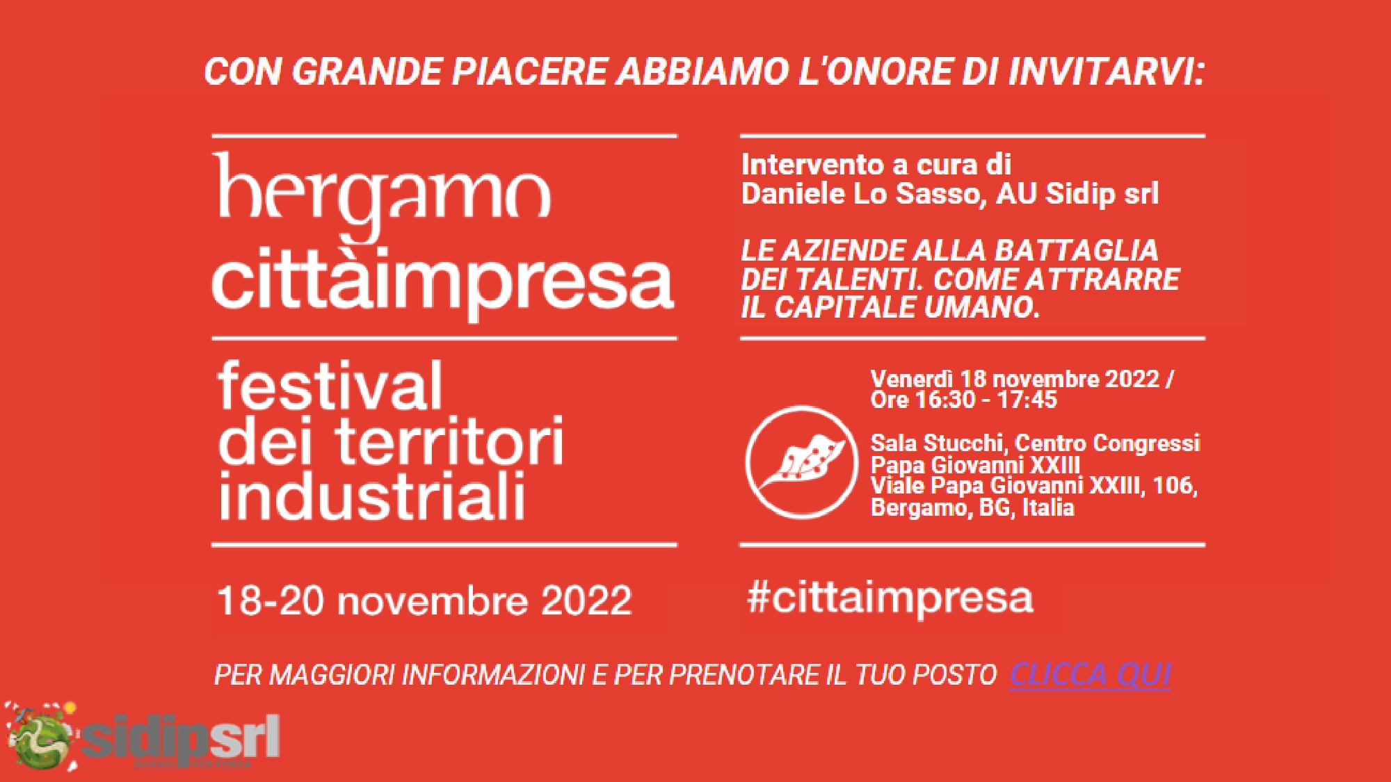 Daniele Lo Sasso, AU Sidip Srl al "Festival dei territori industriali, Città Impresa Bergamo"